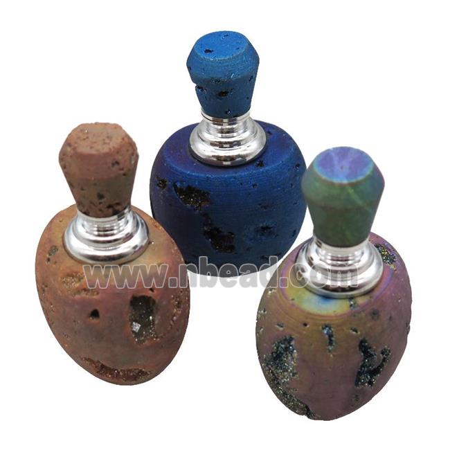 Agate Druzy perfume bottle charm without hole, mixed color