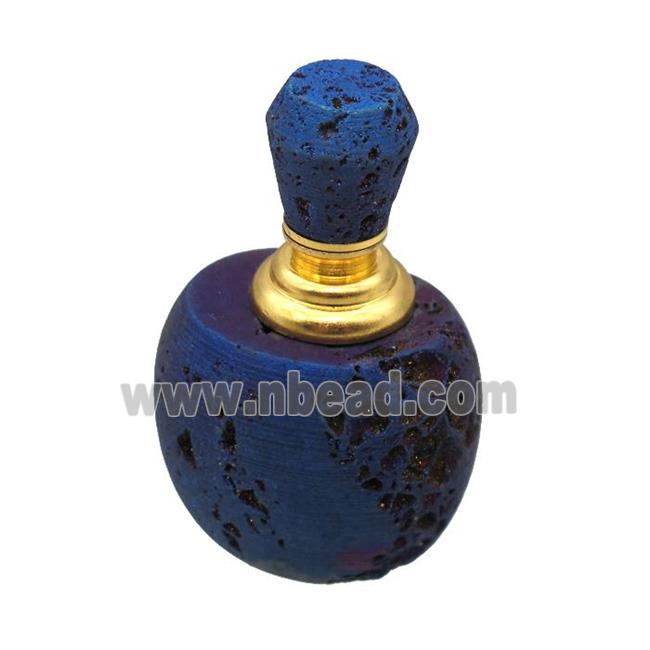 blue electroplated Agate Druzy perfume bottle charm without hole