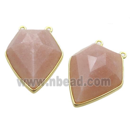 peach Sunstone arrowhead pendant with 2loops