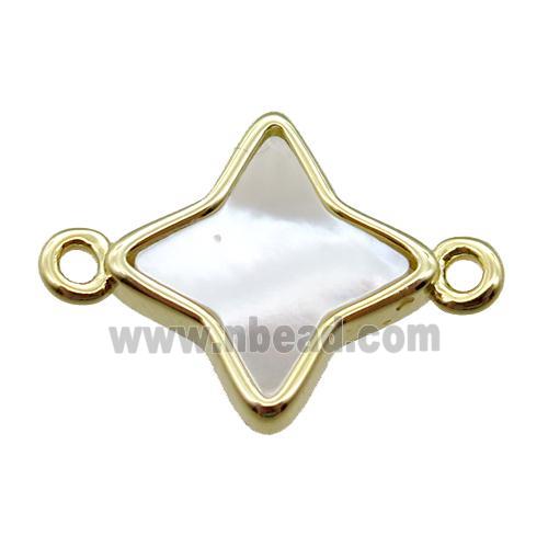 white Pearlized Shell star connector, gold plated