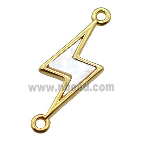 white Pearlized Shell lightning connector, gold plated