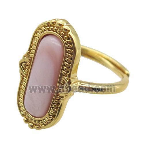 pink queen shell Rings, gold plated