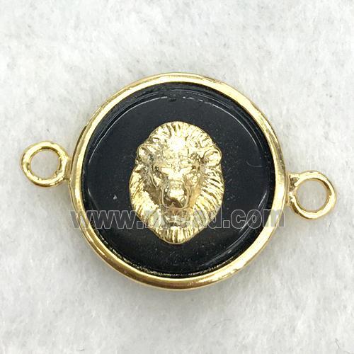 black onyx circle connector with lionhead