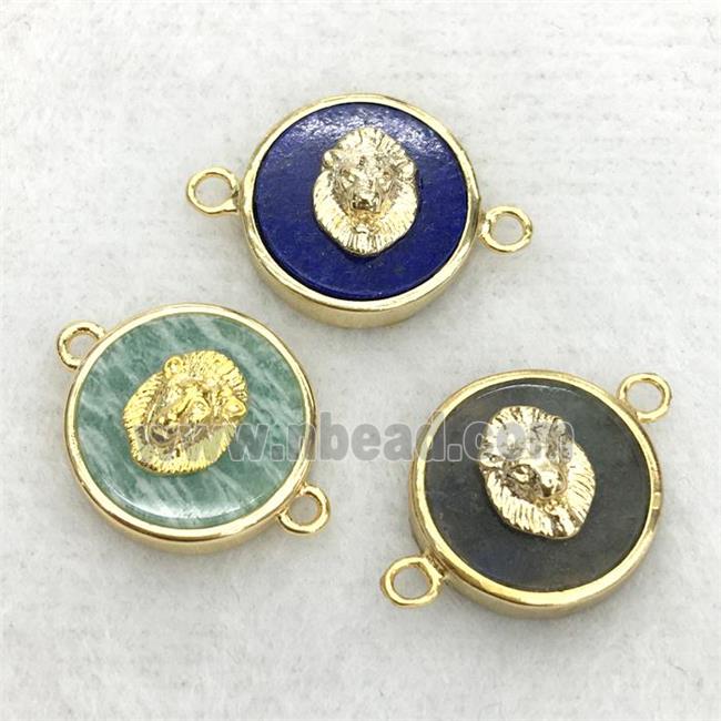 mix gemstone circle connector with lionhead