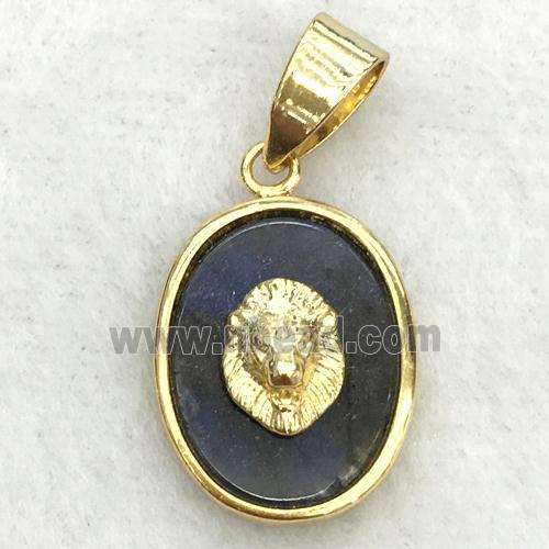 labradorite oval pendant with lionhead