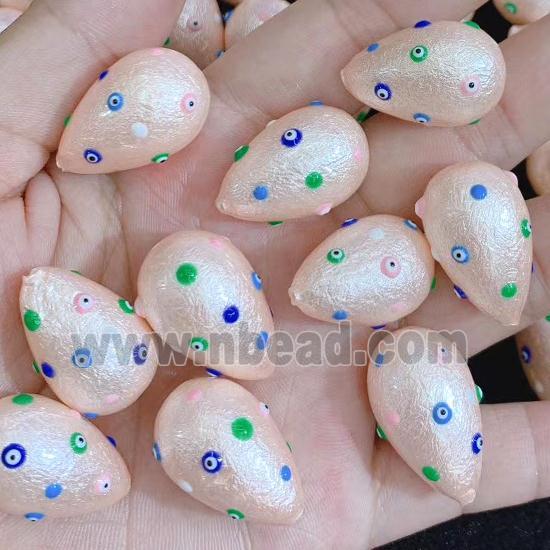 lt.champagne pearlized shell teardrop beads pave evil eye