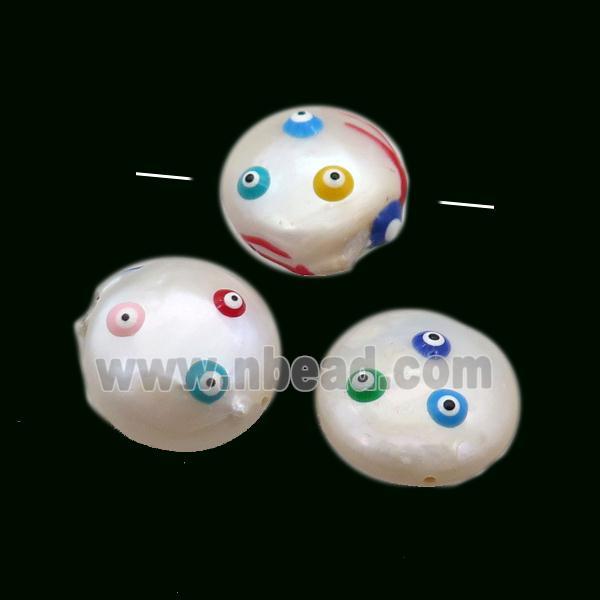 pearl beads with evil eye, mixed shaped