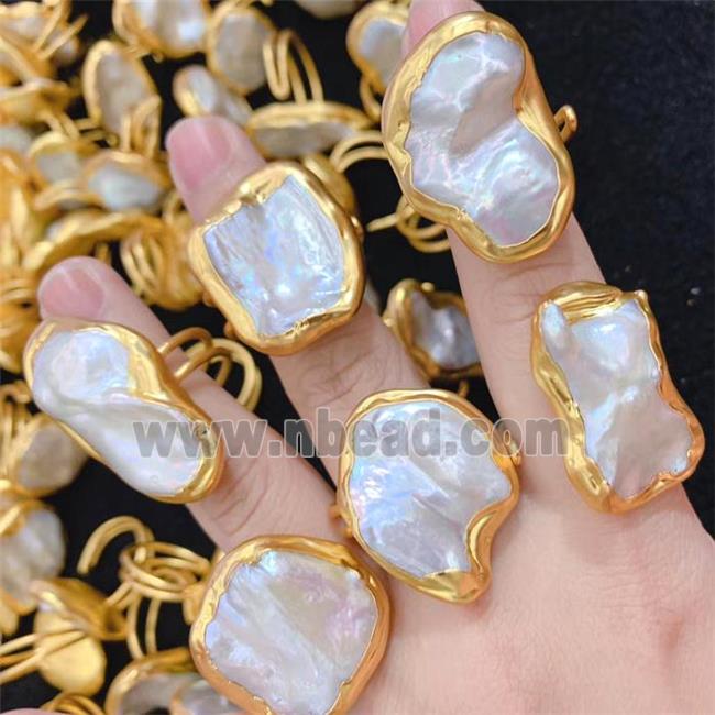 white Pearl Rings, gold plated