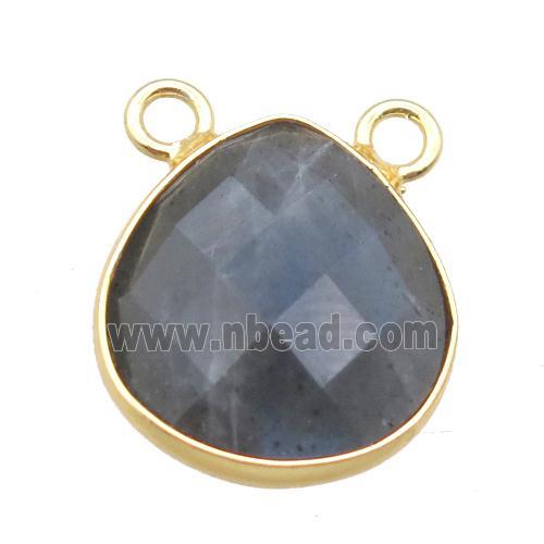 Labradorite teardrop pendant with 2loops, gold plated