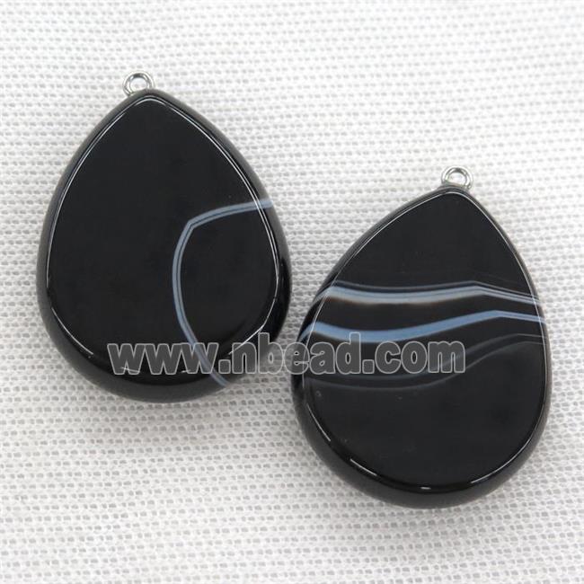 black stripe agate teardrop pendant