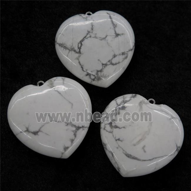 white Howlite Turquoise heart pendant