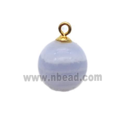 round blue lace agate ball pendant