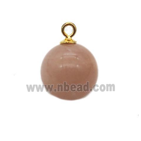 round peach MoonStone ball pendant
