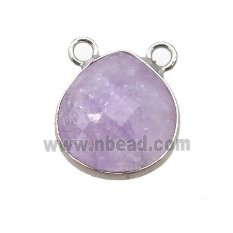 purple Amethyst pendant with 2loops, faceted teardrop