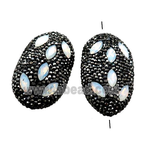 Clay oval Beads paved rhinestone with crystal glass
