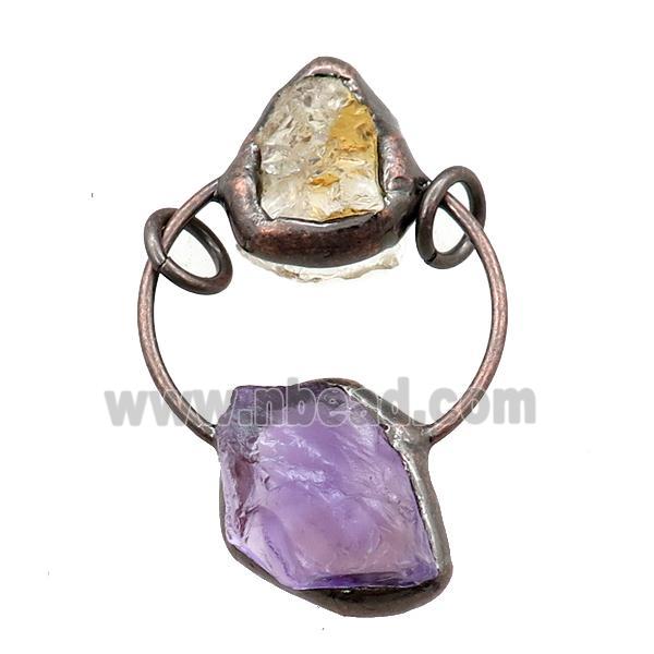 Amethyst pendant with citrine, antique red