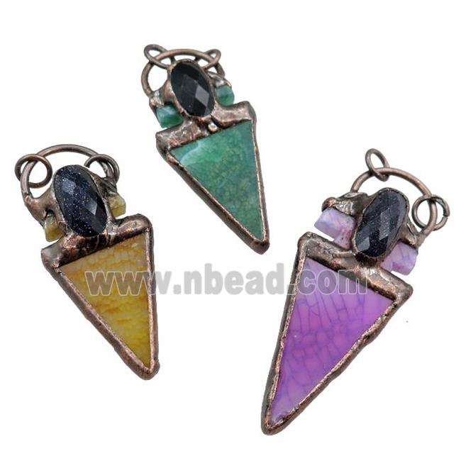 agate arrowhead pendant, mix color
