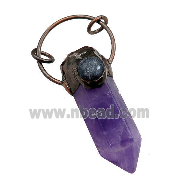 purple Amethyst bullet pendant, antique red