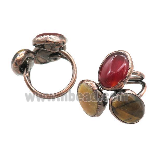 mix Gemstone Rings, adjustable, antique red