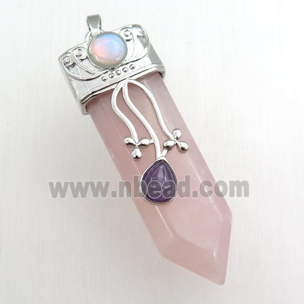 rose quartz arrowhead pendant