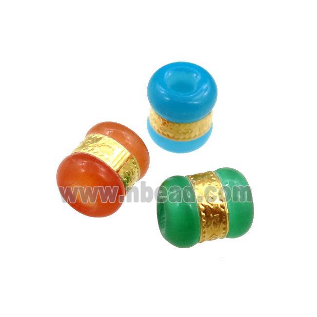 cats eye stone tube beads with large hole, mix color