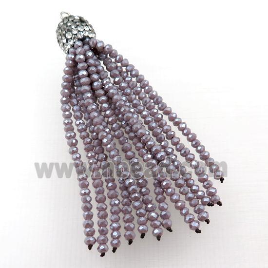 Tassel pendant with purple crystal glass