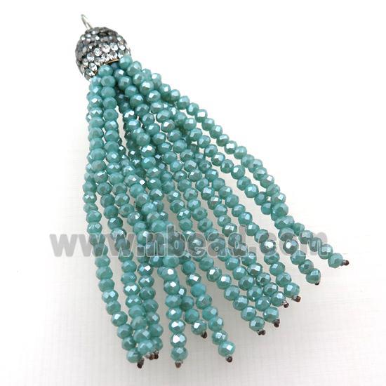 Tassel pendant with green crystal glass
