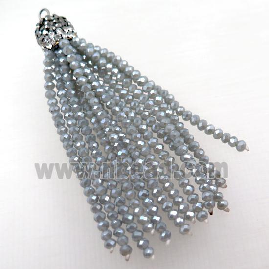 Tassel pendant with gray crystal glass