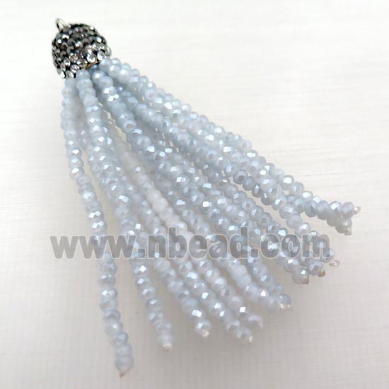 Tassel pendant with grayblue crystal glass