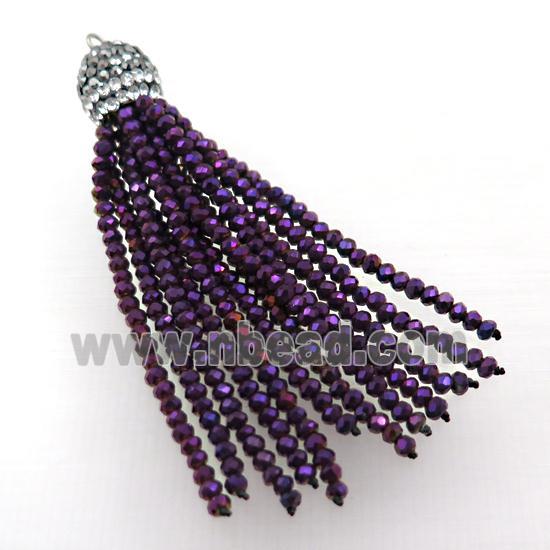 Tassel pendant with purple crystal glass