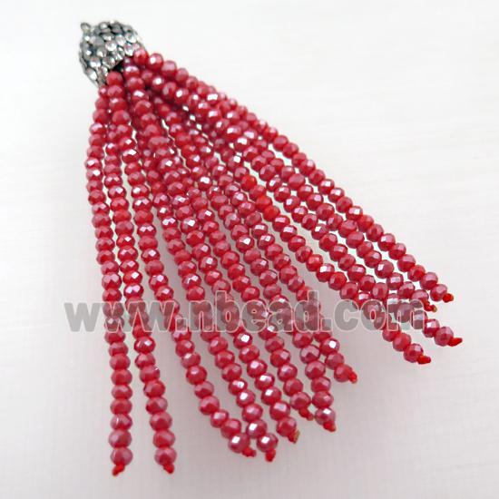 Tassel pendant with red crystal glass