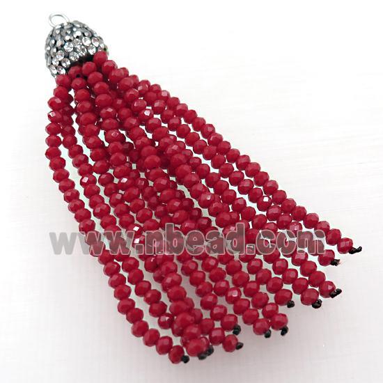 Tassel pendant with red crystal glass