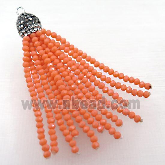 Tassel pendant with orange crystal glass