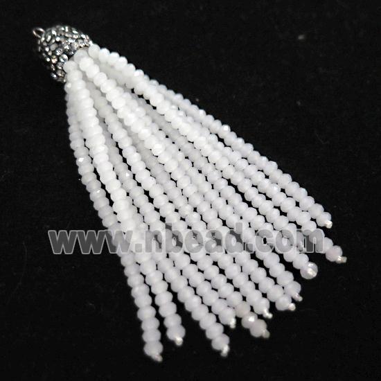 Tassel pendant with white crystal glass