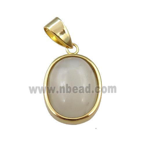 white MoonStone oval pendant