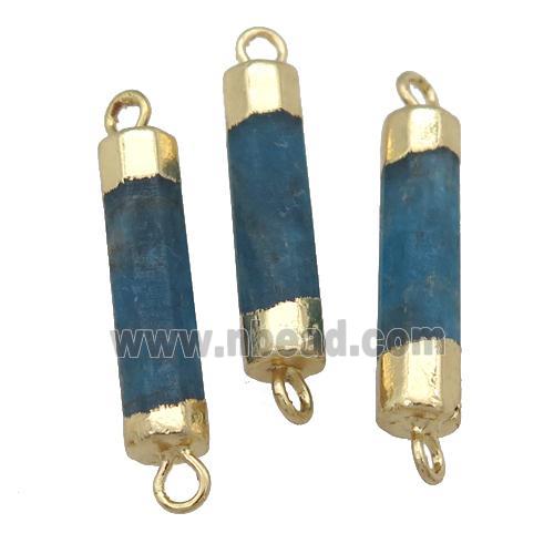 blue Apatite stick connector, gold plated