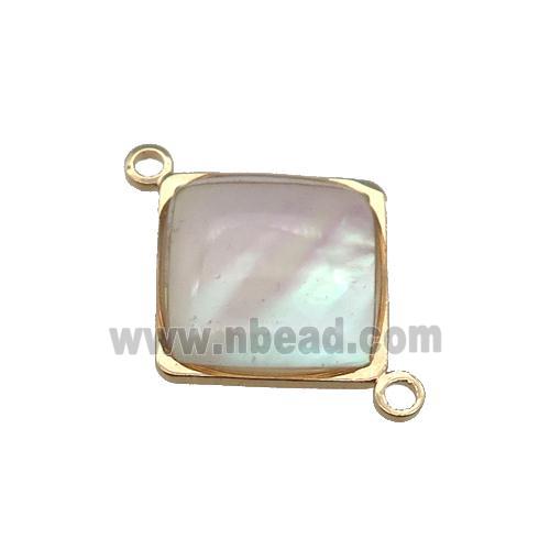 Pearlized Shell square connector , gold plated