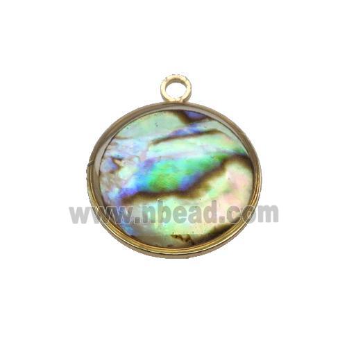 Abalone Shell circle pendant, gold plated