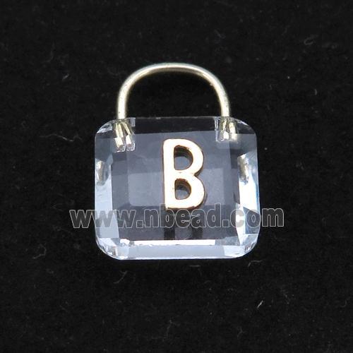 Crystal glass Lock pendant, gold plated