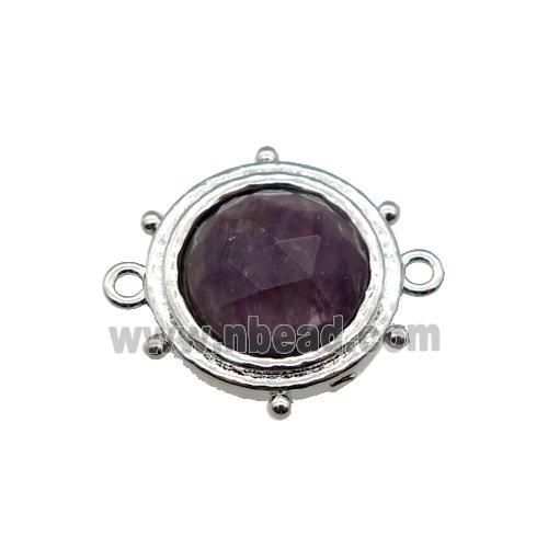 Amethyst circle connector, platinum plated