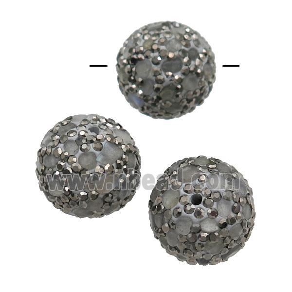 round Labradorite Beads paved rhinestone