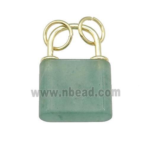 green Aventurine Lock pendant, gold plated