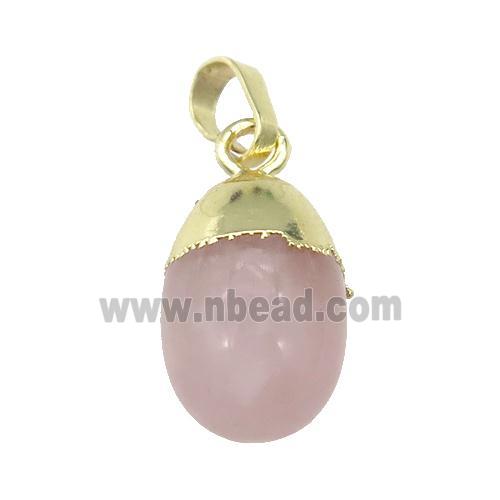 Rose Quartz egg pendant, gold plated