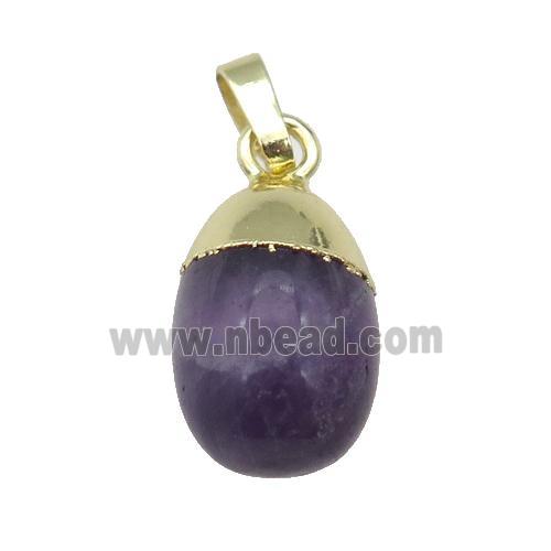 purple Amethyst egg pendant, gold plated