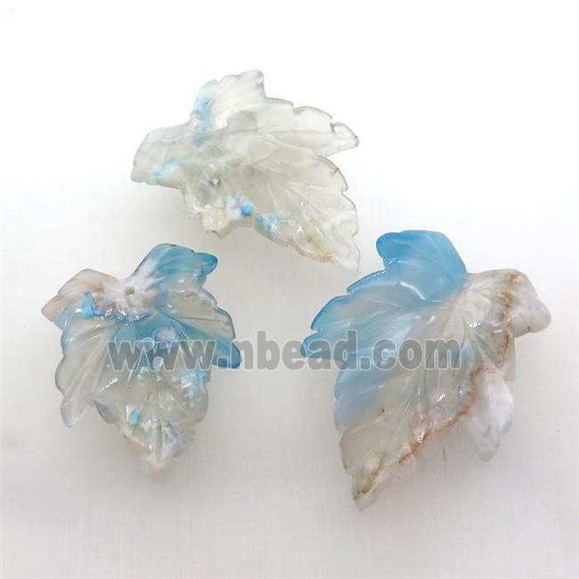 blue Cherry Agate Leaf pendant