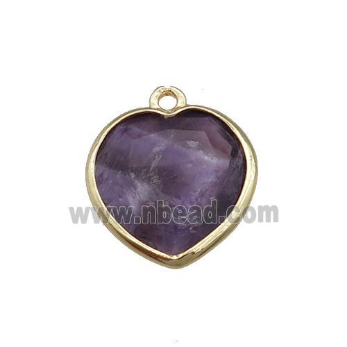 purple Amethyst heart pendant, gold plated