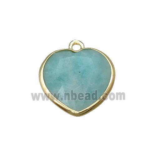 green Amazonite heart pendant, gold plated
