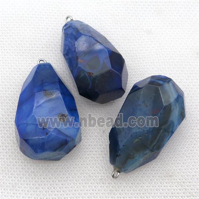 natural Agate pendant, freeform, blue dye