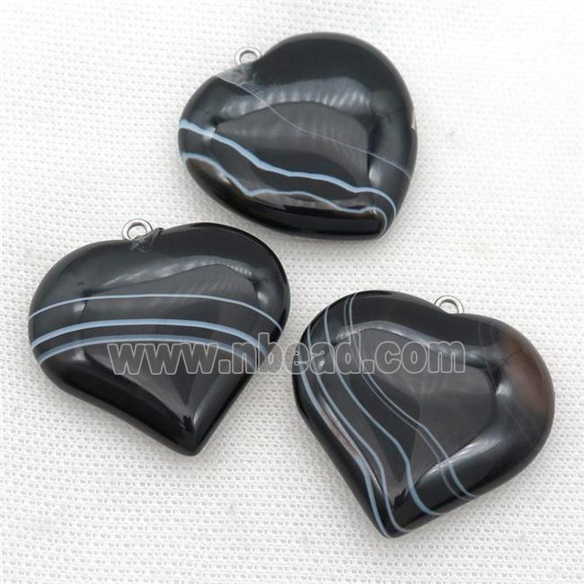 black stripe Agate heart pendant