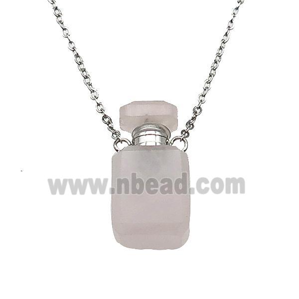 pink Rose Quartz perfume bottle Necklace